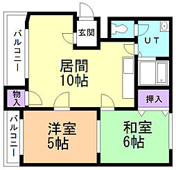 琴倉ハイツ 2LDKの間取図画像