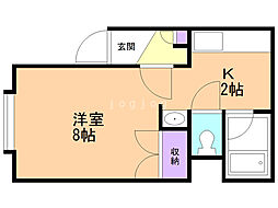 キャッスルフルセ 1Kの間取図画像