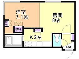 メゾンドール 1LDKの間取図画像