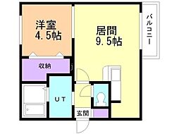 ソミューム宮の沢 1LDKの間取図画像