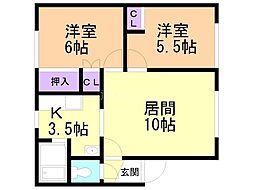 ベルコート 2LDKの間取図画像