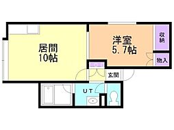 サイレント西野 1LDKの間取図画像