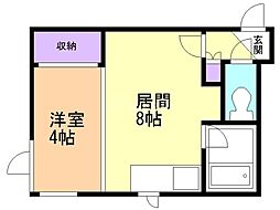 フルネスマンション 1DKの間取図画像