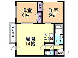 パークコート西宮の沢 2LDKの間取図画像