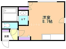 グランディール手稲 ワンルームの間取図画像