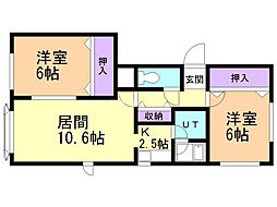 ティエラ西野 2LDKの間取図画像