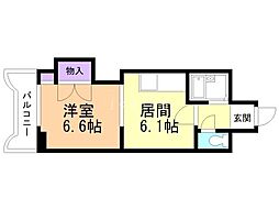 ティアラ手稲本町 1DKの間取図画像