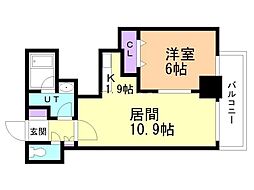 ドエル琴似 1LDKの間取図画像