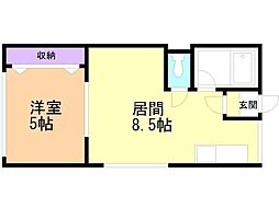 エクセレント2 1LDKの間取図画像