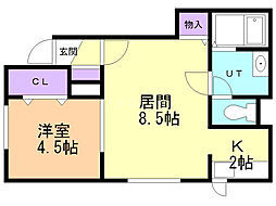 フローリッシュ21 1LDKの間取図画像