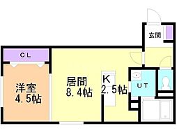 RITZGRANDE琴似 1LDKの間取図画像