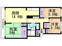テレパレス富岡2 3LDKの間取図画像