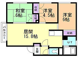 クレストコートA 3LDKの間取図画像