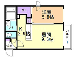 ヴィエルジュ発寒南 1LDKの間取図画像