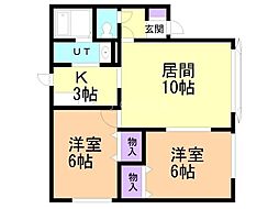 ルミエール高田 2LDKの間取図画像
