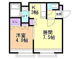 ルミエール24パストラーレ 1LDKの間取図画像