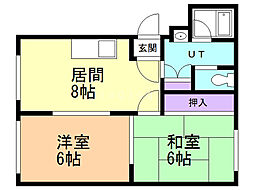 エナージ南山の手 2LDKの間取図画像