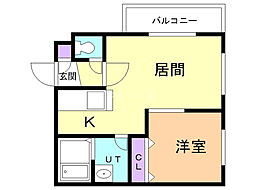 ヴィータフェリーチェドゥエ 1DKの間取図画像