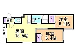 マンションポコ・ア・ポコ 2LDKの間取図画像