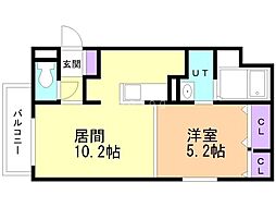 D-room発寒南 1LDKの間取図画像