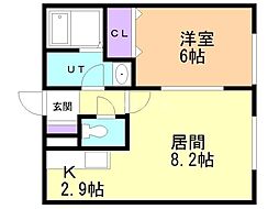 コーポ菊 1LDKの間取図画像