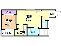 MTガーデン琴似B 1LDKの間取図画像