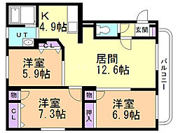 Lavieポプラ 3LDKの間取図画像