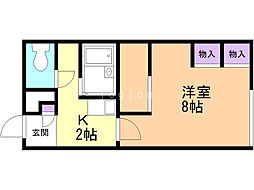 レオパレスロワジール西野A 1Kの間取図画像