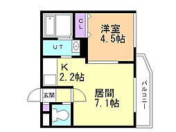 ルーエ琴似 1LDKの間取図画像