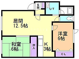ラボ山の手2 2LDKの間取図画像