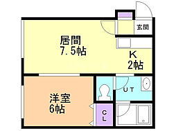 グリーンヒル1 1LDKの間取図画像