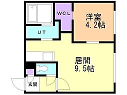 札幌市西区発寒四条4丁目マンション 1LDKの間取図画像