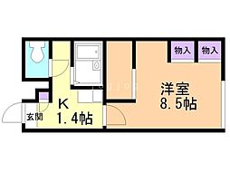 レオパレスロワジール西野C 1Kの間取図画像