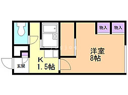 レオパレスW.West 1Kの間取図画像