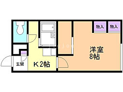 レオパレスロワジール西野B 1Kの間取図画像