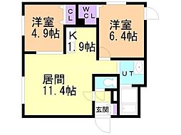 ラピスブラオニ二十四軒 2LDKの間取図画像