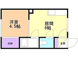 第5岡田コーポ 1DKの間取図画像