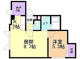 サンライズ山本 1SLDKの間取図画像