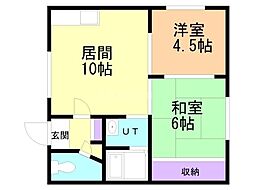 コスモハイツ 2LDKの間取図画像