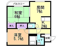 アルファNEXT八軒 2LDKの間取図画像