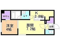 ベルコート宮の沢 1LDKの間取図画像