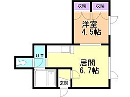 リバーサイド1・3 1DKの間取図画像