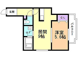 グラスMareニシマチ 1LDKの間取図画像