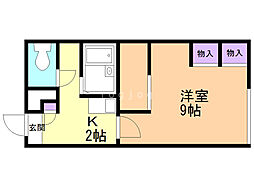 レオパレスラッキーヒル花和 1Kの間取図画像