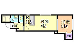 シンセリティ八軒 1LDKの間取図画像