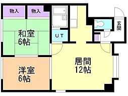 つくしパークハイツ 2LDKの間取図画像