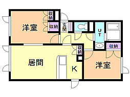 フォレストコートSI 2LDKの間取図画像