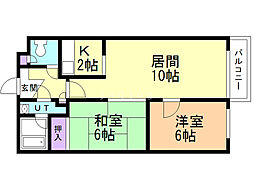 ヒルサイドコート1 2LDKの間取図画像