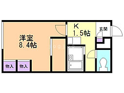 レオパレスシャルマン 1Kの間取図画像