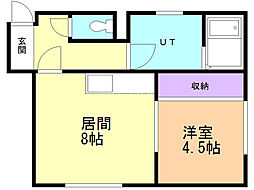 エルドラード西町C 1LDKの間取図画像
